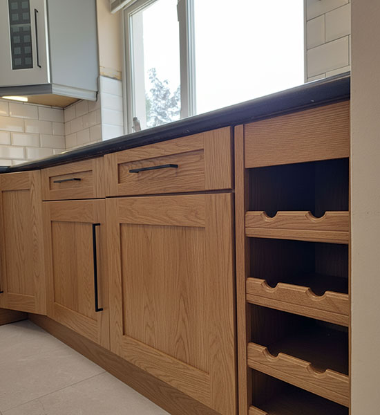 Tired-oak-kitchen-cabinets-before-professional-respray-service-in-Limerick
